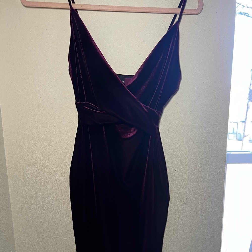 Red wine velvet dress